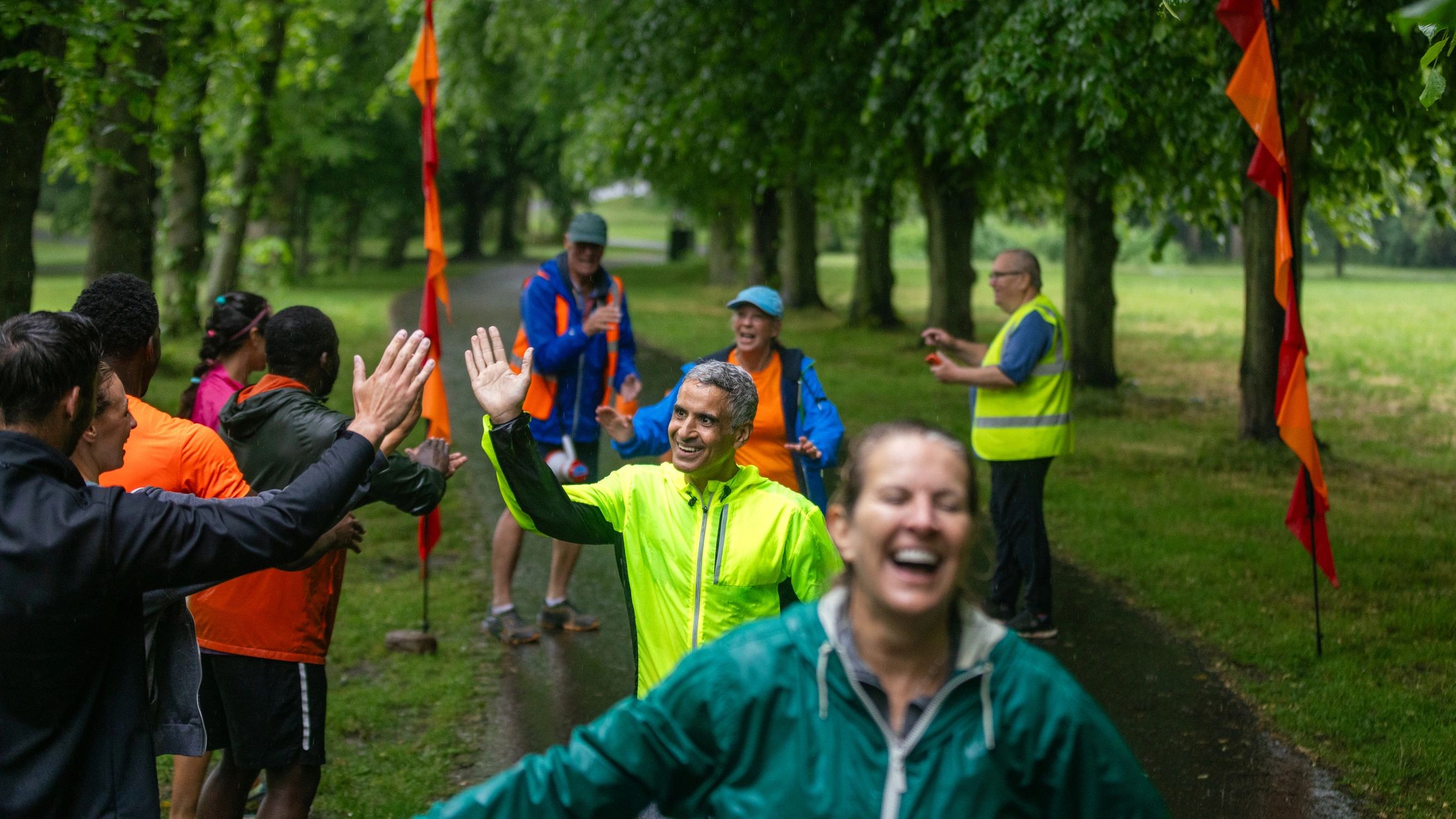 Community participants celebrating together at a local event
